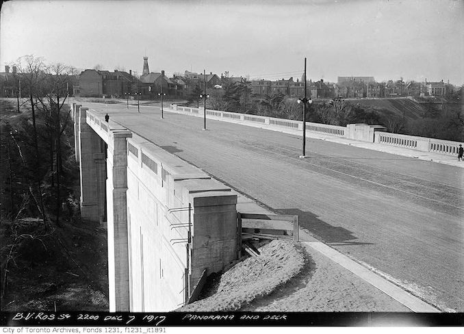 1917 - December 7 - Bloor Viaduct looking west to Parliament Street, panorama and deck