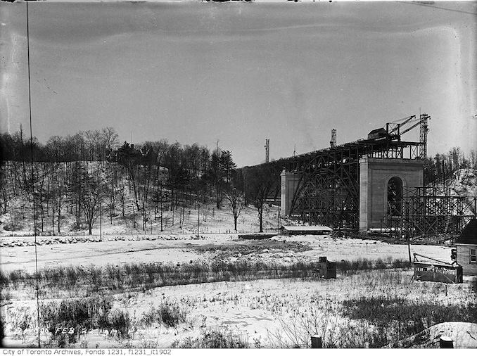 1917 - February 22 - Bloor Viaduct construction looking west, panorama from C.P.R.