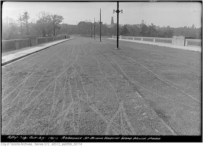 1917 - October 27 - Rosedale end of Bloor Viaduct - wood block parts