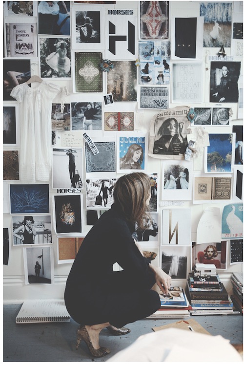 In front of the Horses moodboard, photo taken by Arden Wray.