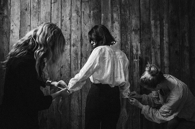 Claudia and me (far right) caught styling at a Horses photo shoot by Arden Wray.