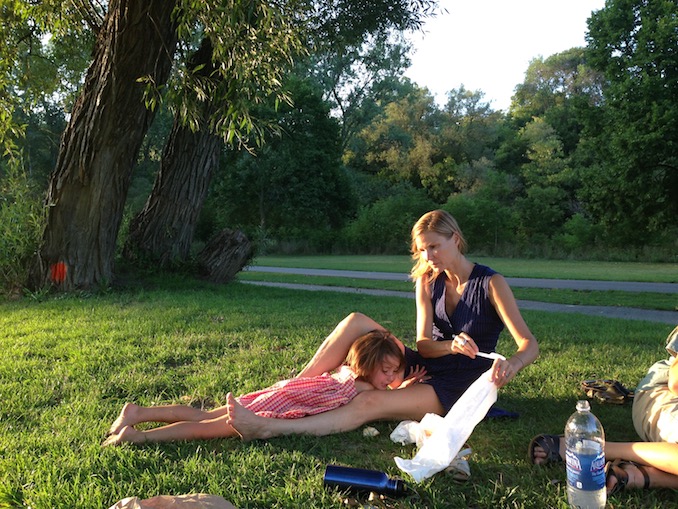 A picnic with my partner and three kids at Etienne Brule (they are always in motion so only my daughter got in the frame).