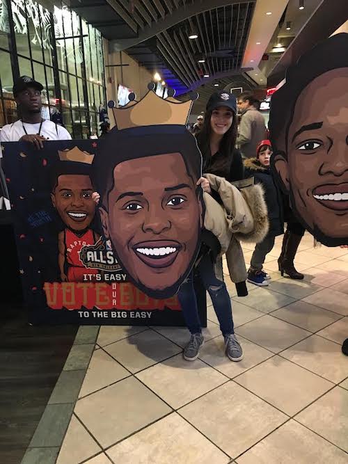 Last year at the Raptors game getting to see some of my designs in action.