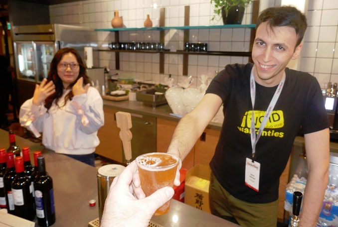 free beer at the bar at hackerNest Toronto tech social 29 jan 2018