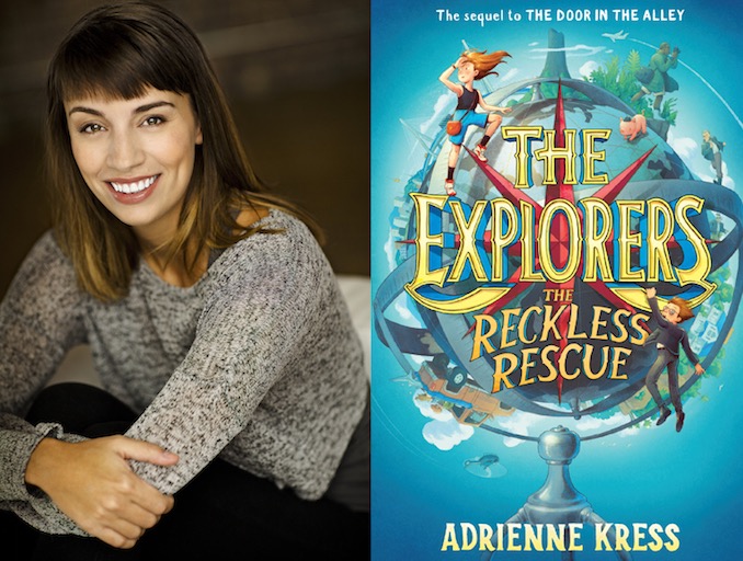 Adrienne Kress and the two careers. This is my actor headshot, taken by Pierre Gautreau, and the cover of my next book coming out April 24th, The Explorers: The Reckless Rescue (art by Matt Rockefeller).