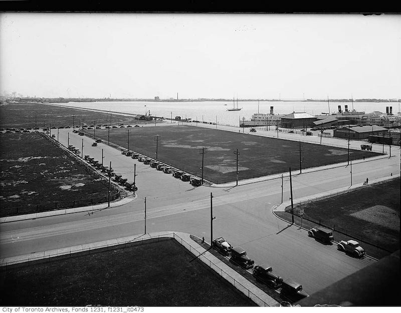 1920 - Aerial view of Toronto waterfront (Envelope says Yonge St. north at Montgomery Avenue)
