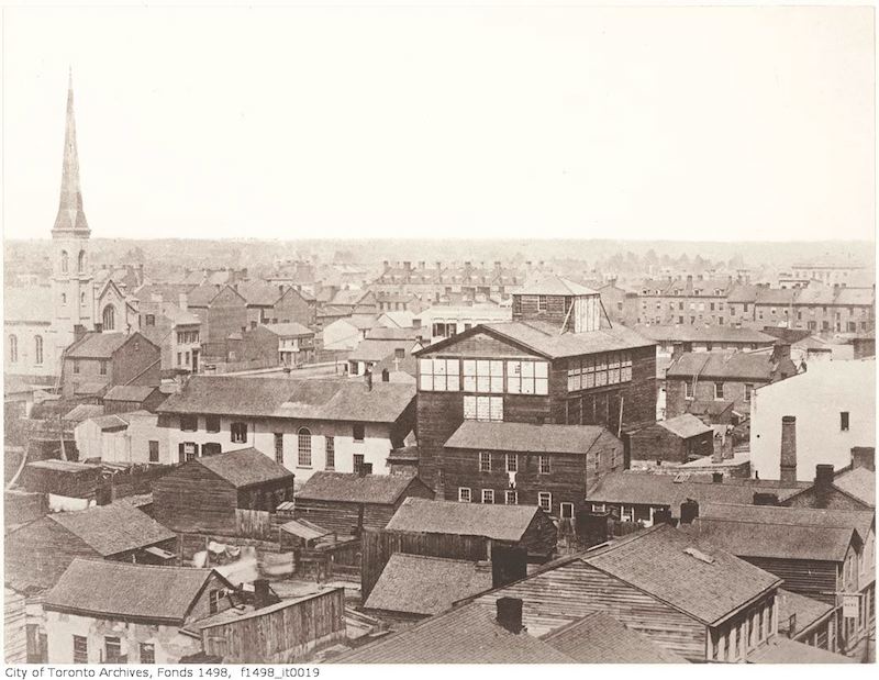 Toronto from the top of the Rossin House Hotel, looking northeast