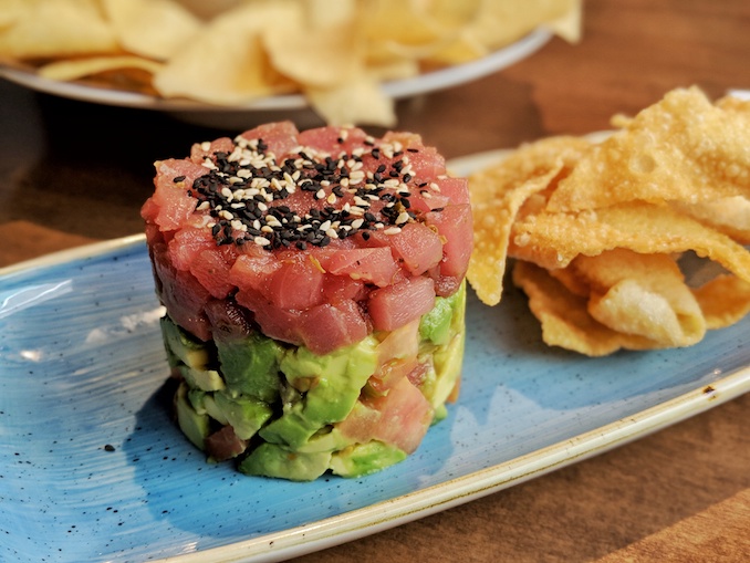 Hendriks Ahi Tuna Tartare: avocado, tomatoes, sesame seeds