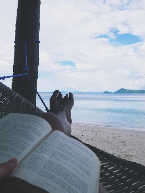 Reading the captivating ‘Water for Elephants’ by Sara Gruen on a hammock at the Coconut Garden Resort on Cacnipa Island in the Philippines