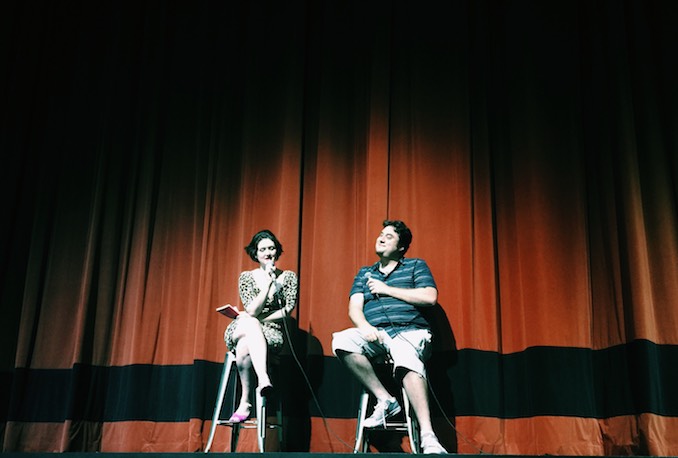 Alicia Fletcher hosting a 35mm screening of Showgirls for Ladies of Burlesque at the Royal Cinema with author Adam Nayman