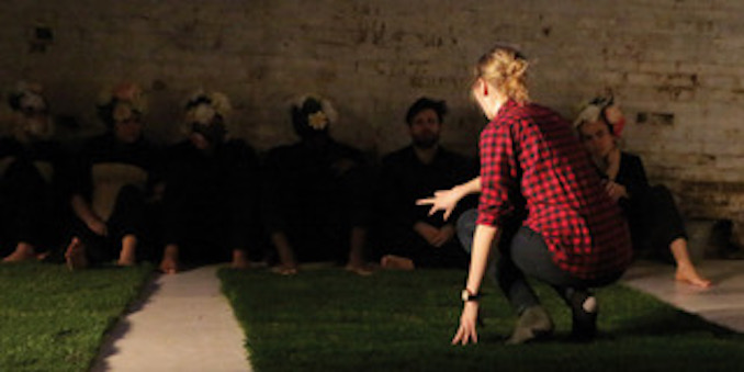 Another rehearsal photo—here working on an adaptation project of Chekov’s short story The Black Monk. Photo by Daniel Malavasi.