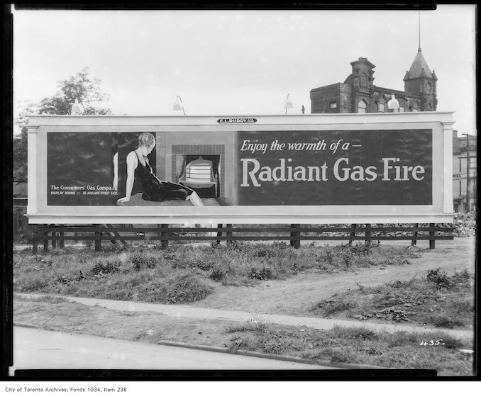 1926 - E.L. Ruddy outdoor sign advertising Radiant Gas Fire