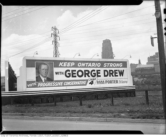 1945? - Election billboard for Progressive Conservative candidates George Drew and Dana Porter