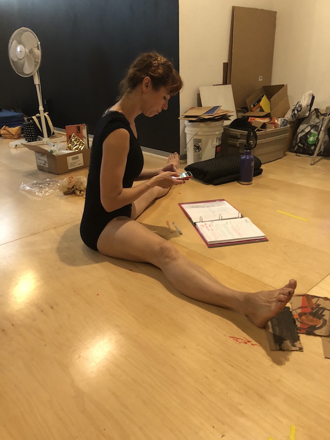 Erika Batdorf - Zoe taking notes from her cell phone to her script? or checking to see if her lovely daughter is ok - Photos by Kate Gordon