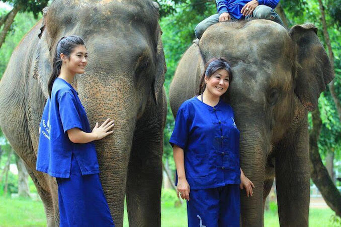 At the elephant sanctuary in Thailand where we fed, made vitamin balls for the elephants, washed and played with them. My heart was full that day.