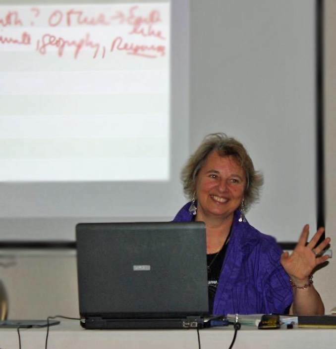 Nina teaching one of her writing classes