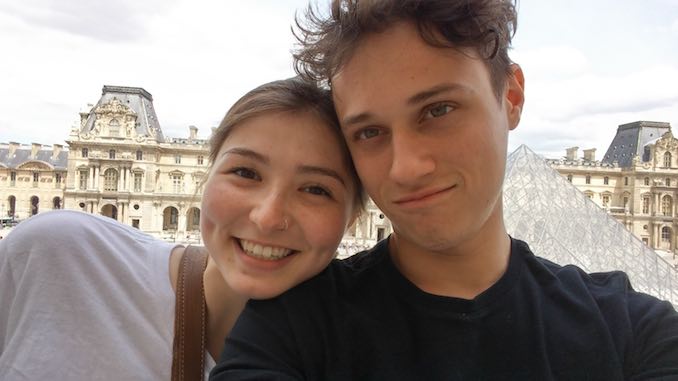 Miyeko Ferguson - Marc and I outside of the Louvre on our trip to Europe.