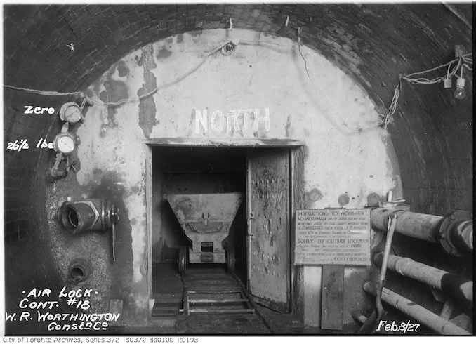 1927 - Sewers, air lock, contract 18, W. R. Worthington Construction Company