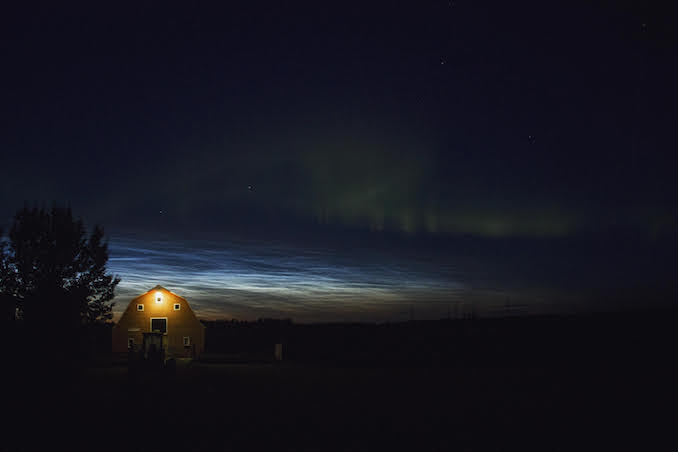 3. My favourite place on earth during my favourite time of year. Athabasca is north enough in Alberta that in the summer the sun doesn't always fully set but it remains dark enough to see the northern lights. (Photo by me)