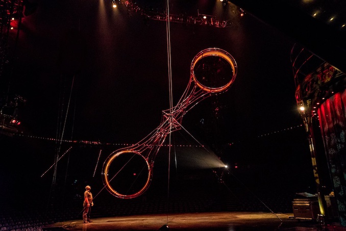Cirque du Soleil's KOOZA while calling Lighting focus on the “Wheel of Death” for Kooza by Cirque du Soleil.