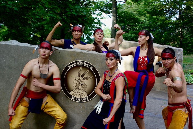 Kaha:wi Dance Theatre cast of The Honouring opening the Landscape of Nations - The Six Nations and Native Allies Commemorative Memorial, Queenston Heights, ON