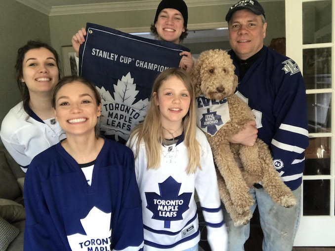 Best family ever Showing support for our favourite hockey team! Featuring Holly Williamson, Ricky Williamson, Stewart Williamson, Samantha Williamson, Daisy Williamson. Not pictured- Diane Williamson (mom)