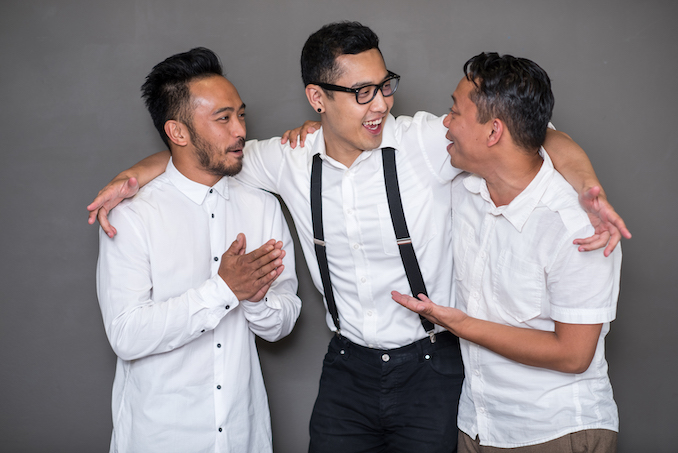 Soaring Skies Collective (Darrel Gamotin, Franco Nguyen, Byron Abalos) during a photo shoot as Cahoots' artists-in-residence (photo by Dahlia Katz).