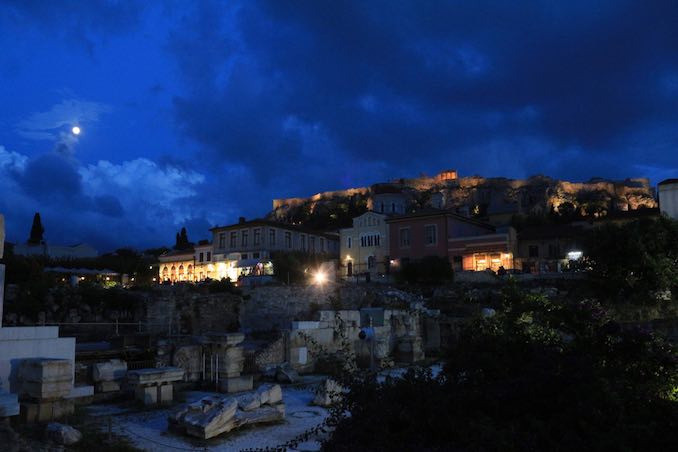 Nightfall in Athens, Greece where I vacationed last summer. A bucket list trip! 