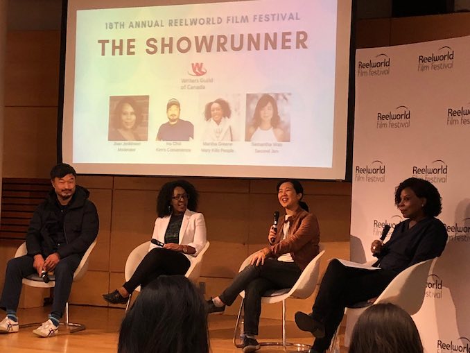 l love panels. I’m not a showrunner, but I was one of the creators of Second Jen. Reel World Film Festival brought me on to talk about that experience. Honoured to be with friends Ins Choi ( Kim’s Convenience) and Marsha Green ( Mary Kills People)