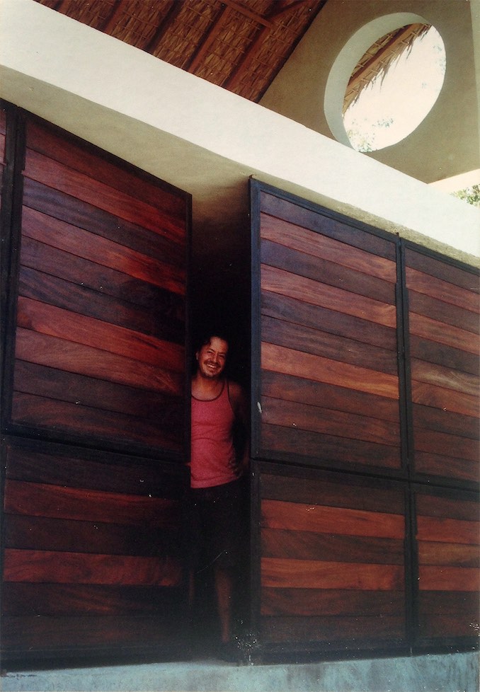 Testing the door at my still-under-construction house in Mazunte, Mexico.