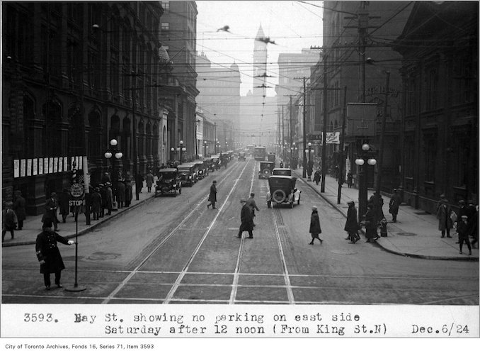 1924 - Bay St, showing no parking, on east side, Saturday, after 12 noon