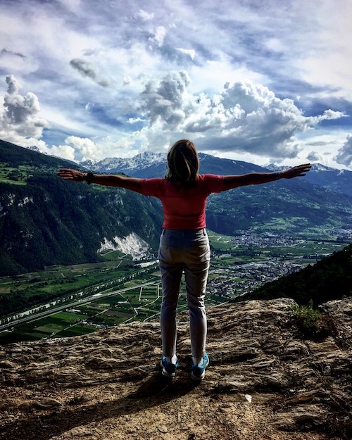 Taking in the stunning Swiss landscape. 