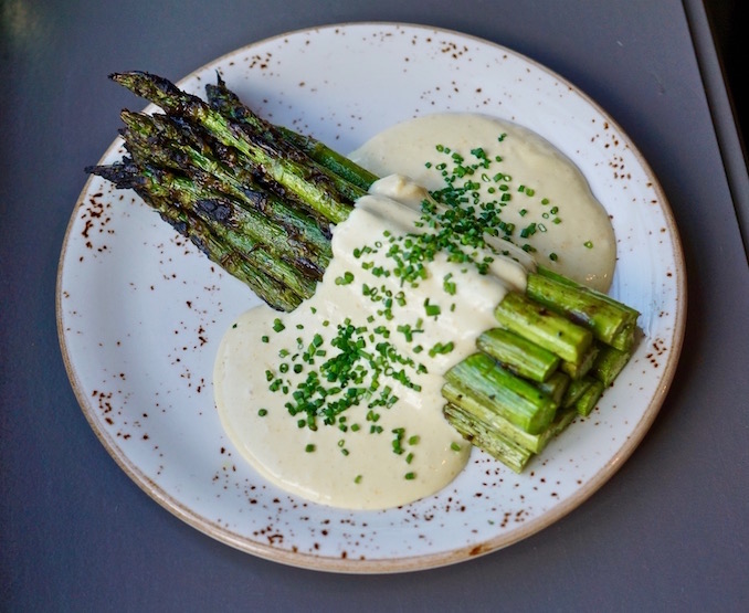 Maple Leaf Tavern’s Grilled Asparagus with Egg Yolk Dressing