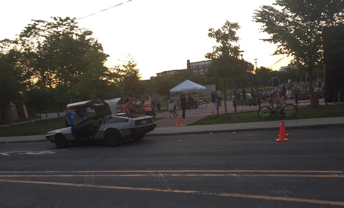 Severn Thompson - A real Back to the Future car on display for the movie night at Sorauren Park
