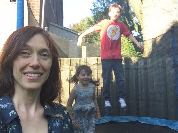 Watching some serious trampolining in the back yard