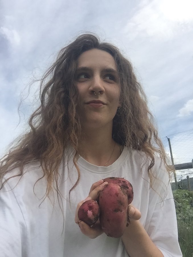 Celia Jade Green - Me with potatoes from my Auntie Lynn’s garden in British Columbia. I was up there right before rehearsals started to clear my mind!