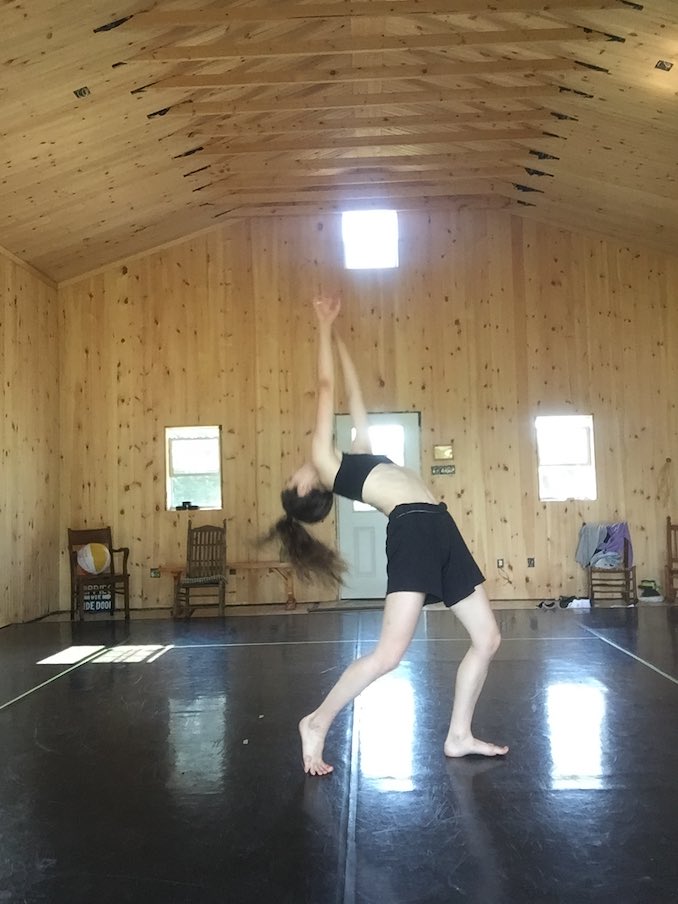 Me dancing in the beautiful barn at Stone Boat Farm Artist Retreat. Bilal and I were up there for week two of our rehearsals. It was magical! There were cows right outside watching us rehearse. 