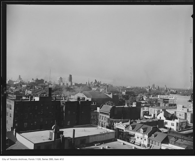 1950? - Aerial view looking south-west from just north of Yonge and Bloor