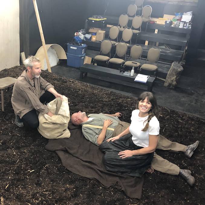 Jonathon Young and I rehearsing on the Coal Mine Stage. We get to rehearse on the set as it is being built which is an awesome luxury.