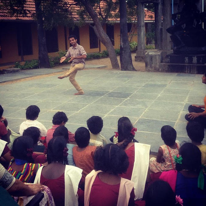 Bhavajan Kumar - Dancing for children at an orphanage in Pondicherry