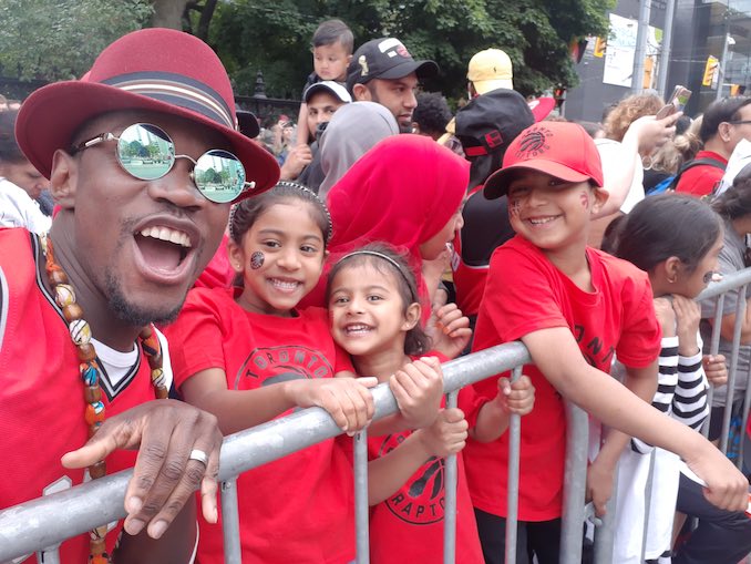 Myself and little Raptors fans at the Toronto Raptors Championship parade.