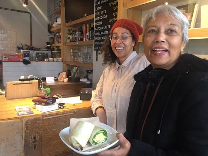 Having Lunch with my Umma Sujatha Lena at the Theatre Centre Cafe. Liza Paul is the amazing manager and animator of this vibrant community space.