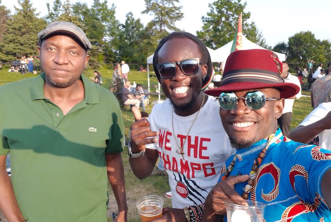 Chilling with some of my African brothers at woodbine park during Afro Fest.