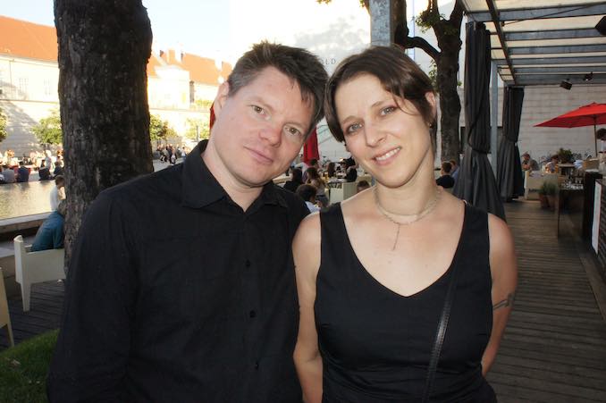 After the exhibition of the DareDroid2.0 in Vienna with collaborator and husband Marius Kintel (2012)