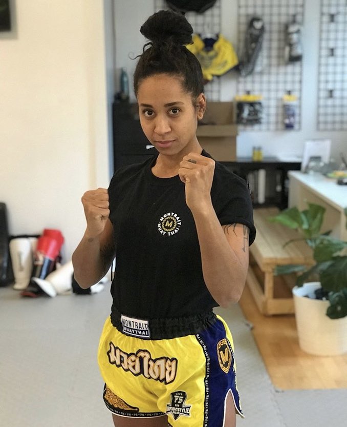 This is me mugging after a Muay Thai class at Montrait Muay Thai. I love Muay Thai; it grounds me and makes me into a more confident person.