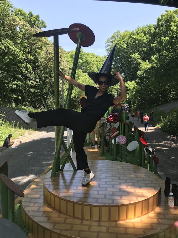 Vanessa Magic - This is me on a float for Pride wearing an extra-large witch hat. I was lucky to be able to design some Avant-Garde Wizard of Oz costumes for Drag Queens.