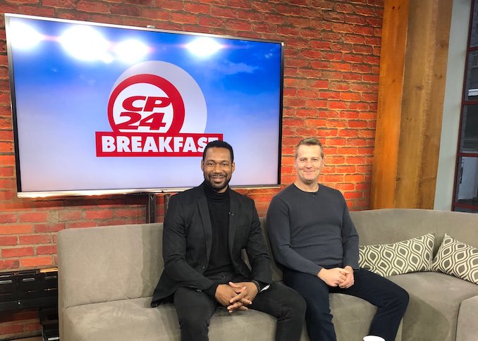 Now that Julius Caesar is open, I've been hitting the media circuit, helping to promote the show. Here I am with fellow cast mate and co-star Graham Abbey, who is also the artistic director for Groundling Theatre ( who is co-producing Julius Caesar with Crow's Theatre). We've had a few super early mornings doing spots like this on CP24 and other networks