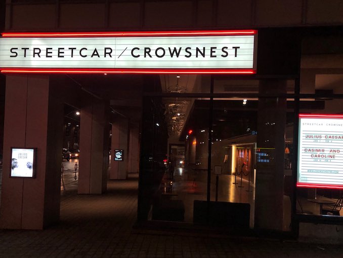 Now that we are open, aside from Wednesday, Saturday and Sunday matinees, when I arrive at work it's usually already dark outside. Here's the new billboard for Crow's Theatre, which everyone at the theatre is pretty excited about!