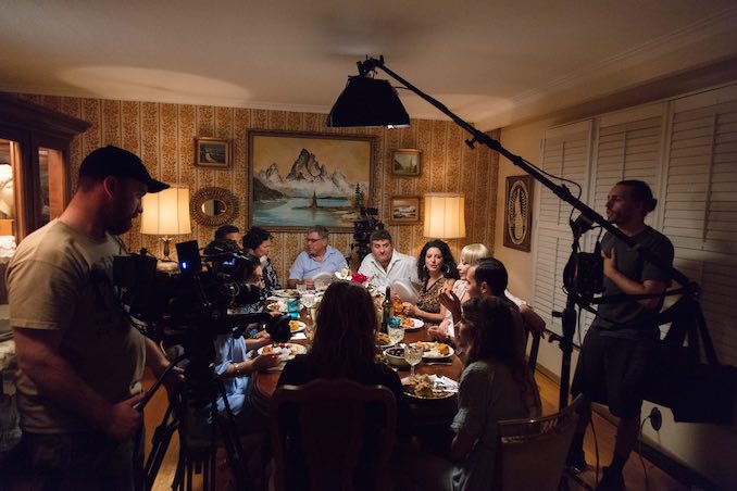 A behind the scenes shot of the infamous dinner scene in FAK YAASS the series.