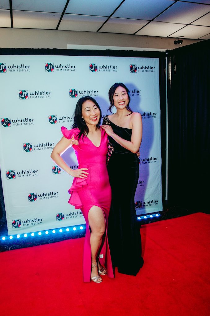 Opening night red carpet doing press for Queen of the Morning Calm World Premiere at the Whistler Film Festival with Gloria Kim (writer, director, producer).